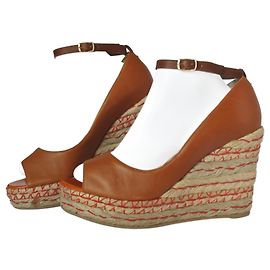 Sandali con zeppa Sergio Rossi in pelle marrone e corda