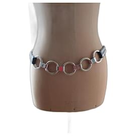 Ceinture métal et cuir noir. - Yves Saint Laurent