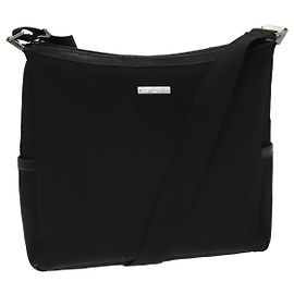 Bolso de hombro GUCCI de lona negra 019 0418 002058 Auth ac3088