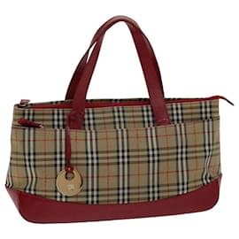 Autre Marque Borsa a mano in tela beige con motivo Nova Check di Burberrys Auth 78335