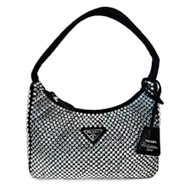 Borsa a mano Prada Reedition 2000 in seta nera