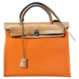 Hermès Herbag 31 PM Arancione in Tela e Pelle