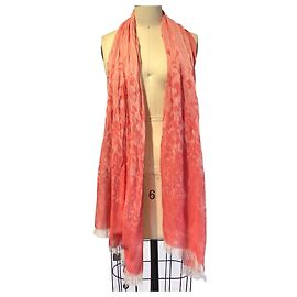 Sciarpa floreale Blumarine in cotone e modal rosa corallo