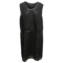Schwarzes Chanel 2013 Seiden-Semi-Sheer ärmelloses Kleid Größe FR 50