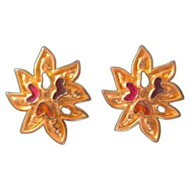Orecchini Edouard Rambaud Sunburst in metallo dorato ed email - Autre Marque