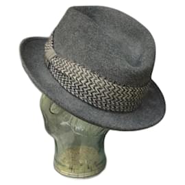 Cappello Pork Pie in Feltro di Coniglio Grigio - Autre Marque