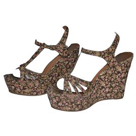 Jeffrey Campbell Keilabsätze mit Blumen Multicolor Stoff Größe 39