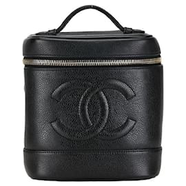 Borsa a mano Vanity in pelle caviar Chanel nera e oro