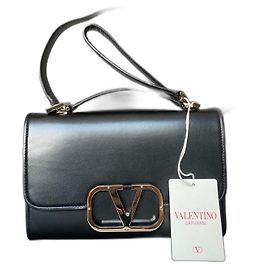 Valentino Vlogo Top Handle Ledertasche Schwarz