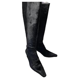 Bottes Barbara Bui en cuir agneau effet pony noir taille 38