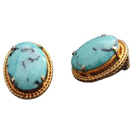 Orecchini Christian Dior in turchese e metallo dorato