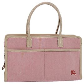 Sac à main en toile Burberry Nova Check bleu Nobel rose beige Auth bs15726