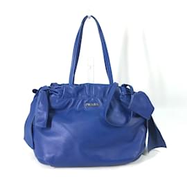 Borsa in pelle blu Prada