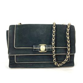 Borsa a spalla in pelle nera Salvatore Ferragamo