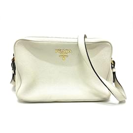 Borsa a spalla in pelle bianca Prada