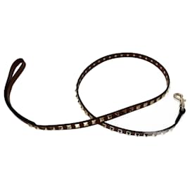 Laisse Valentino Pets en marron avec des accessoires en or