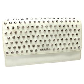 Prada White Leather Long Wallet