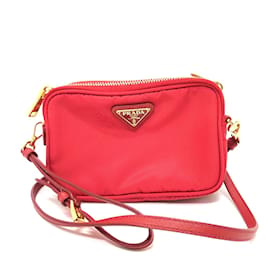 Borsa a spalla in tessuto rosso Prada