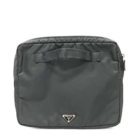 Clutch in tessuto nero Prada