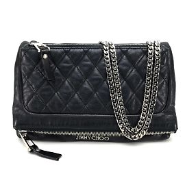 Borsa a spalla in pelle nera Jimmy Choo