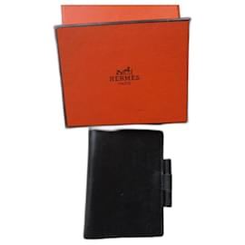 Couverture agenda cuir noir. - Hermès