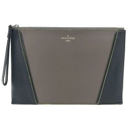 Borsa clutch in pelle grigia Louis Vuitton