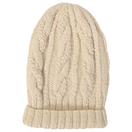 Beanie in maglia cable di Eugenia Kim in lana crema