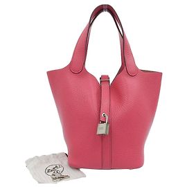 Hermès Borsa Hermes Picotin Lock PM Rosa Estremo Finiture Argento