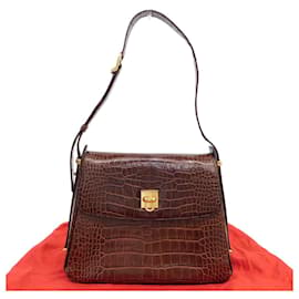 LANCEL Krokodilleder Umhängetasche braun - Autre Marque