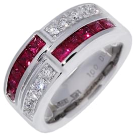 Autre Marque Pt950 Ring mit Rubin 1.00ct Diamant 0.25ct Größe 12.5