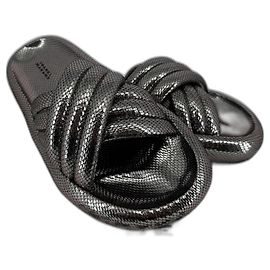 Sandali Isabel Marant Niloo Pelle Argentata Effetto Serpente