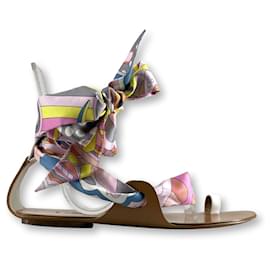 Sandali Hermès Twilly in pelle e seta