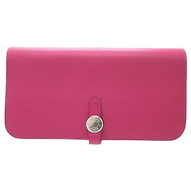 Hermès Cartera larga Hermes Dogon en rosa púrpura