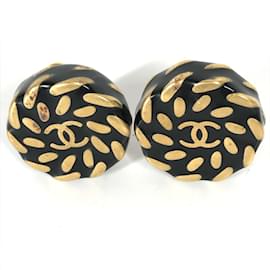 Orecchini a clip vintage oro e nero Chanel 97A
