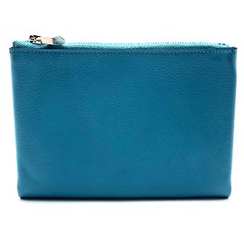 Hermès Pochette per cosmetici in pelle blu Hermes