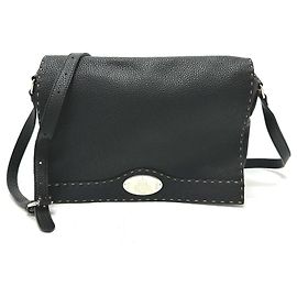 Fendi 8BT116 Black Leather Shoulder Bag