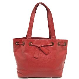 Chanel Vintage Red Leather Tote Bag