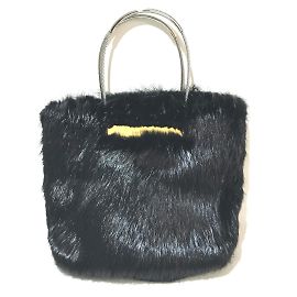 Borsa tote in pelliccia nera con cavo Balenciaga