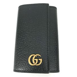 Schlüsselanhänger aus schwarzem Leder Gucci GG Marmont