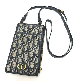 Borsa a spalla in tessuto blu navy Christian Dior