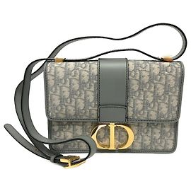 Borsa a spalla in pelle grigia Christian Dior