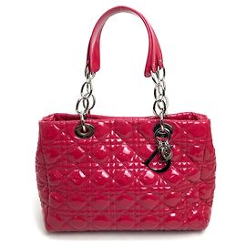 Borsa a mano in smalto morbido Cannage Christian Dior