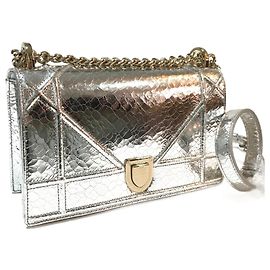 Borsa a spalla in pelle argento Christian Dior