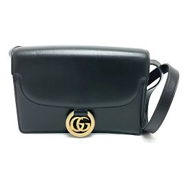 Borsa a spalla in pelle nera GG Marmont 589474 di Gucci
