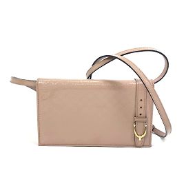 Borsa a spalla in pelle verniciata beige Gucci