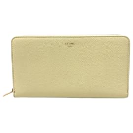 Céline Cartera larga de cuero beige Celine