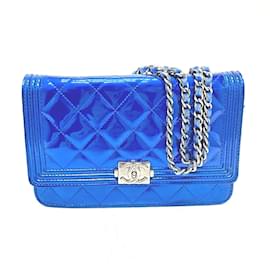 Borsa a spalla in pelle blu Chanel