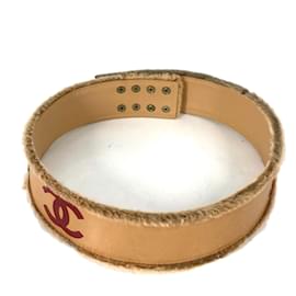 Cinturón de cuero beige Chanel 01A
