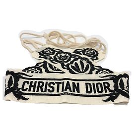 Gürtel aus weißem Stoff mit gesticktem Christian Dior-Logo