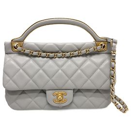Borsa a spalla in pelle grigia Chanel